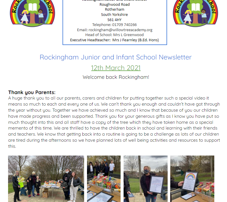 Newletter 12th March 2021