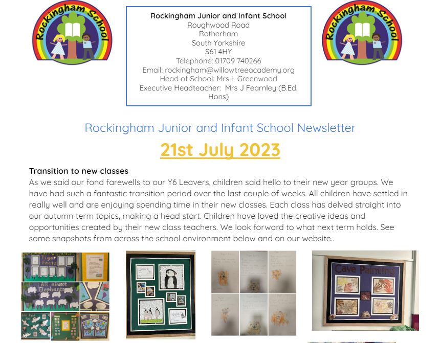 Our final Newsletter – Thank you parents for your support.